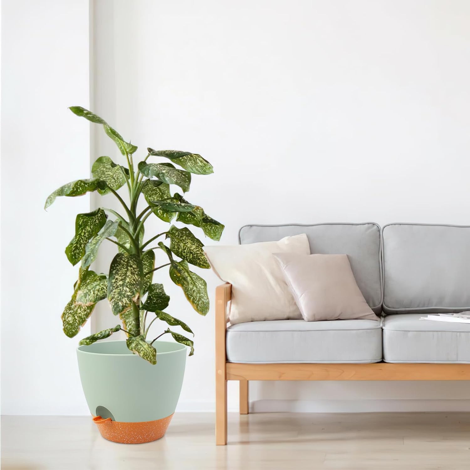 GARDIFE 12 inch planters, Plant Pots,Self Watering Pots, Large Plastic Flower pots with Deep Reservior and High Drainage Holes for Indoor Outdoor Plants and Flowers, Green