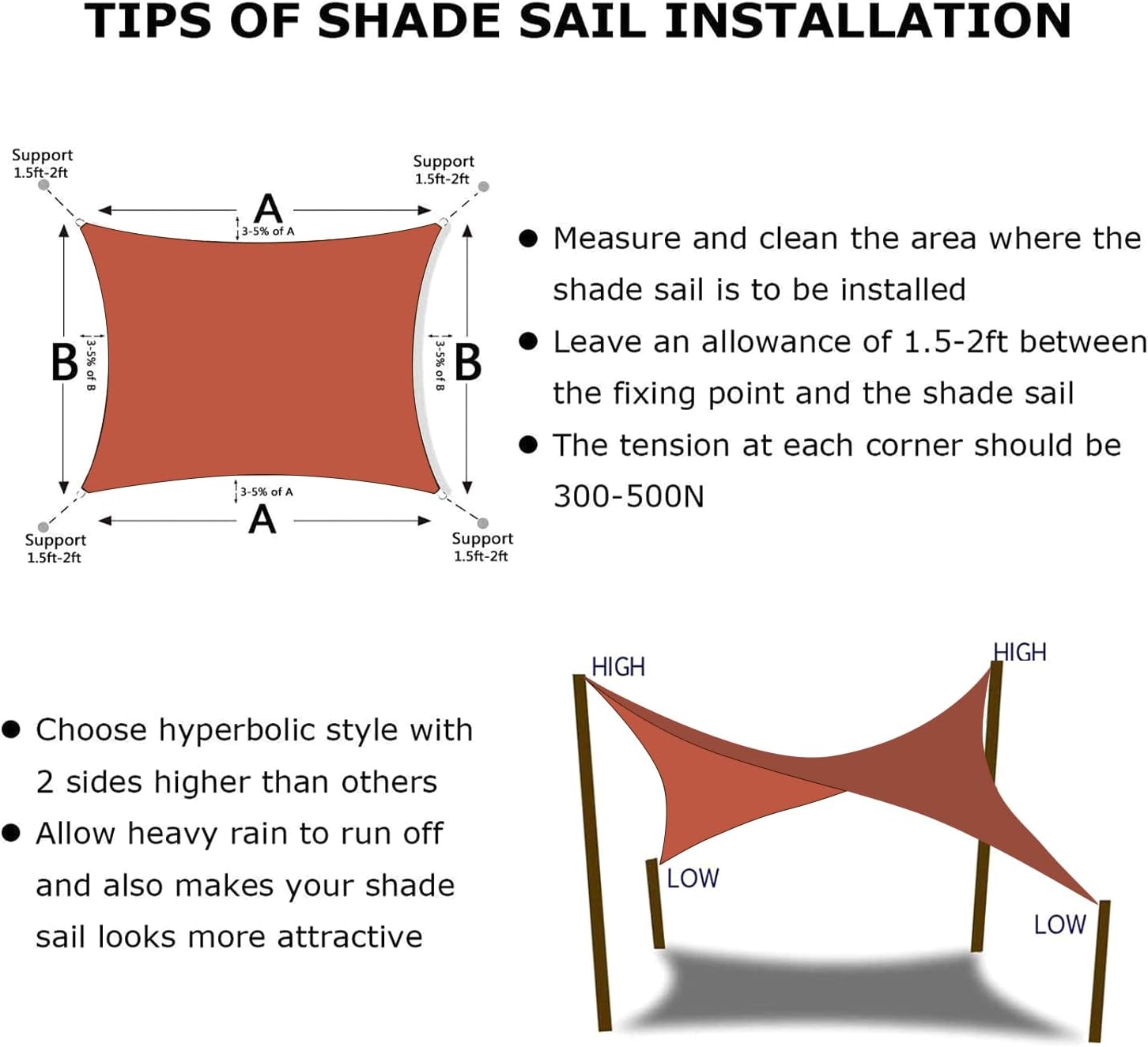 KANAGAWA 10'X24' Rust Red Custom Size Sun Shade Sail Rectangle UV Block Canopy Cover for Patio Backyard Lawn Garden Outdoor (Customized Available)