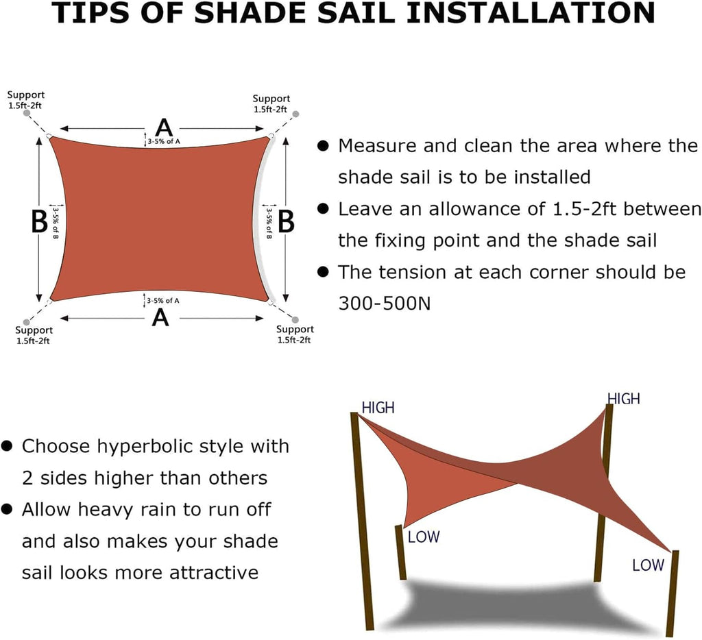 KANAGAWA 9'X14' Rust Red Custom Size Sun Shade Sail Rectangle UV Block Canopy Cover for Patio Backyard Lawn Garden Outdoor (Customized Available)