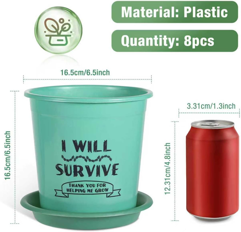 NIKONIKO 8 Pack 6.5 Inch Plant Pots, 4 Colors Pots for Plants, Flower Pots with Drainage Holes and Bottom Support, for Indoor & Outdoor Garden Home Plants