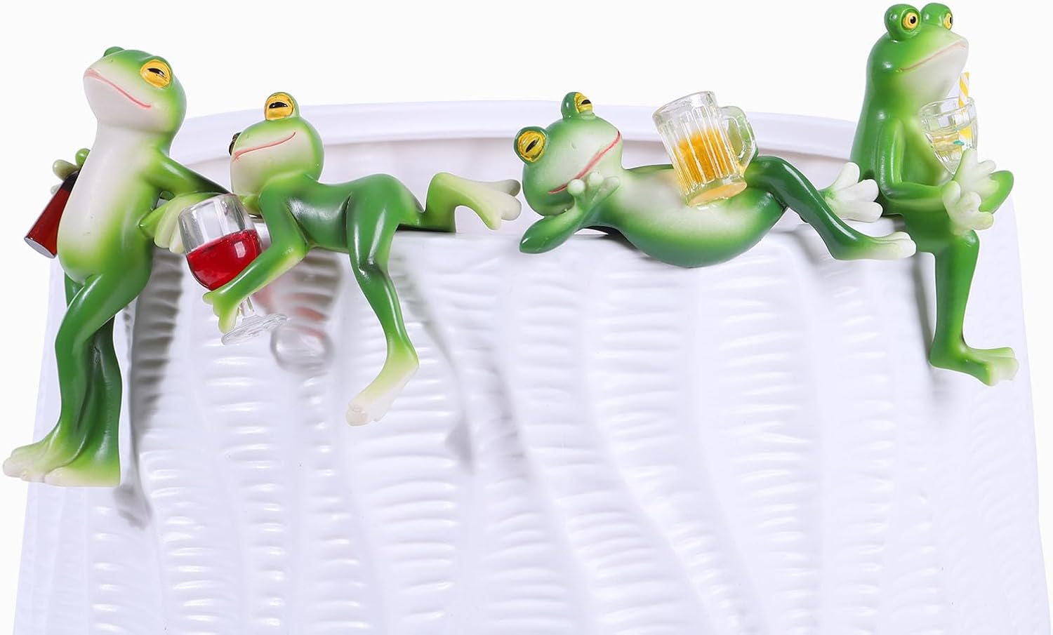 4 PCS Tipsy Frog Statues Pot Hugger Decorations for Plant, Miniature Frog Figurines Women Gifts Garden Decor Outdoor Plant Hangers Decor for Yard,Flower,Lawn Ornament