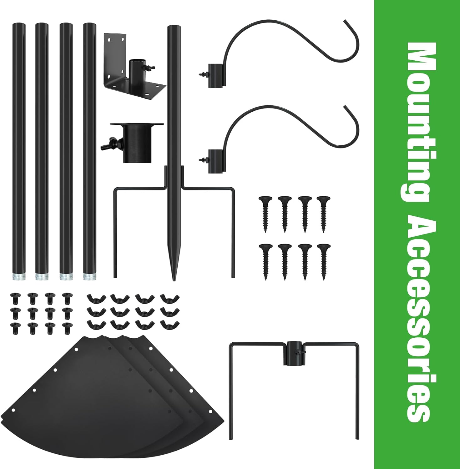 ERYTLLY Bird House Pole 80 Inch Bird Feeder Pole with Squirrel Baffle and 2 Hooks - Heavy Duty Bluebird Feeder Support Rod Stand Set for Outside, Yard, Garden