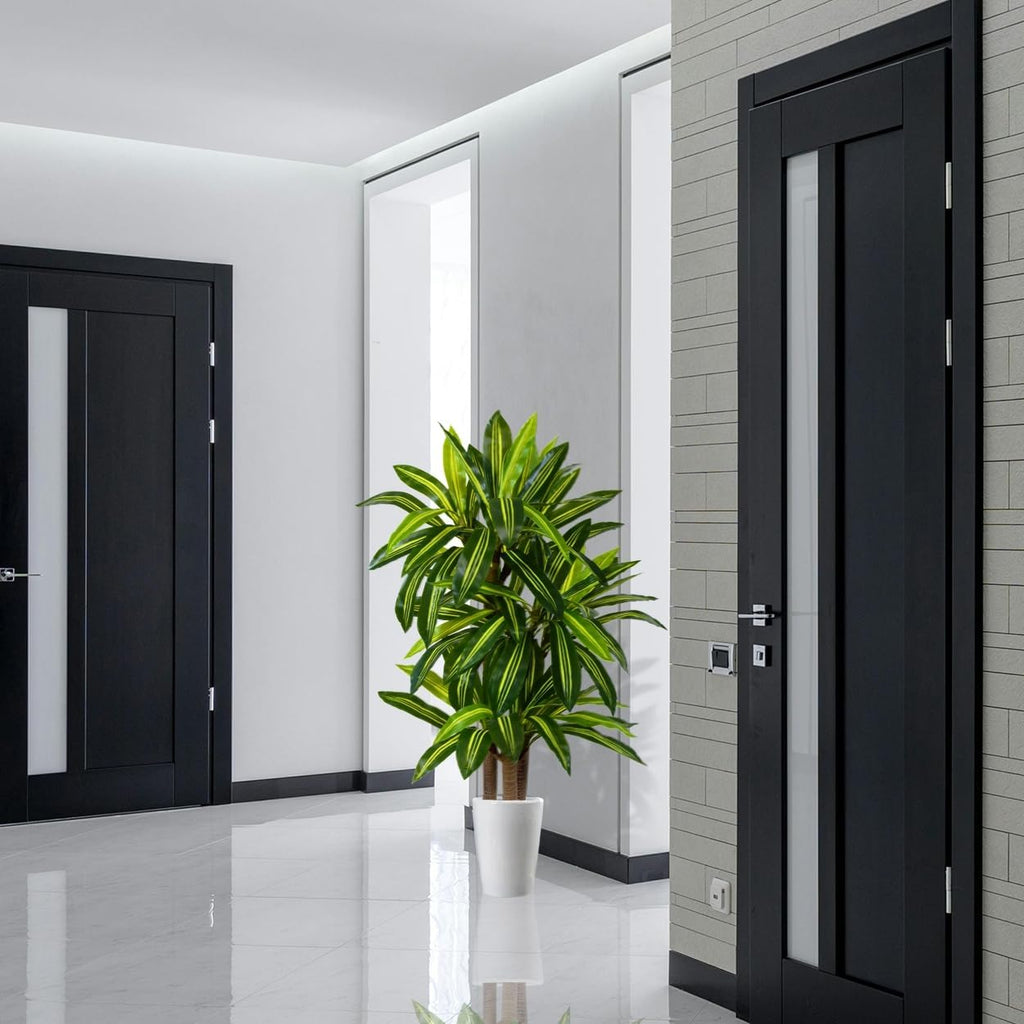 Artificial Dracaena Tree 5ft, Fake Yucca Plant with White Planter and Lifelike Leaves, Faux Dracaena Tall Floor Trees for Home Office Garden Décor