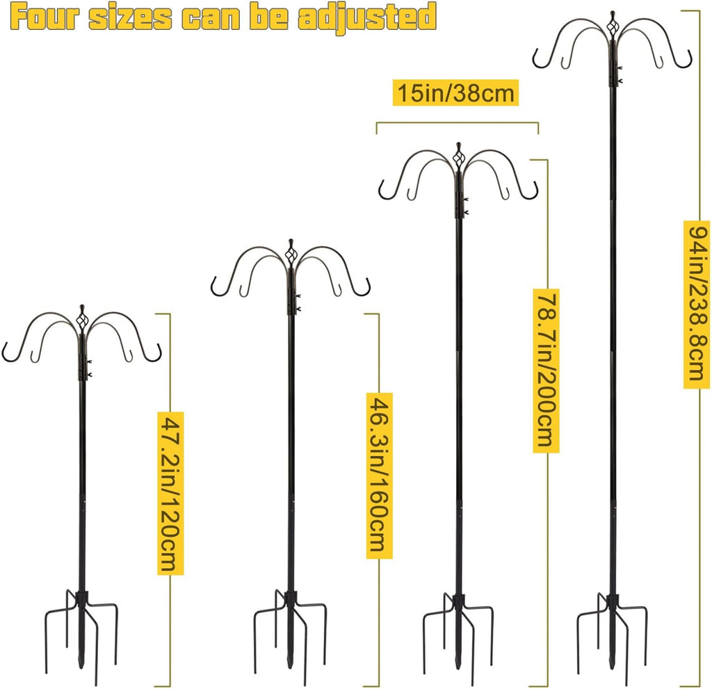 Bird Feeder Station with Suet Cage & Water Bowl Fruit Hook- Adjustable Pole, 6 Hanging Hooks for Wild Birds, Outdoor Garden Bird Feeding Kit