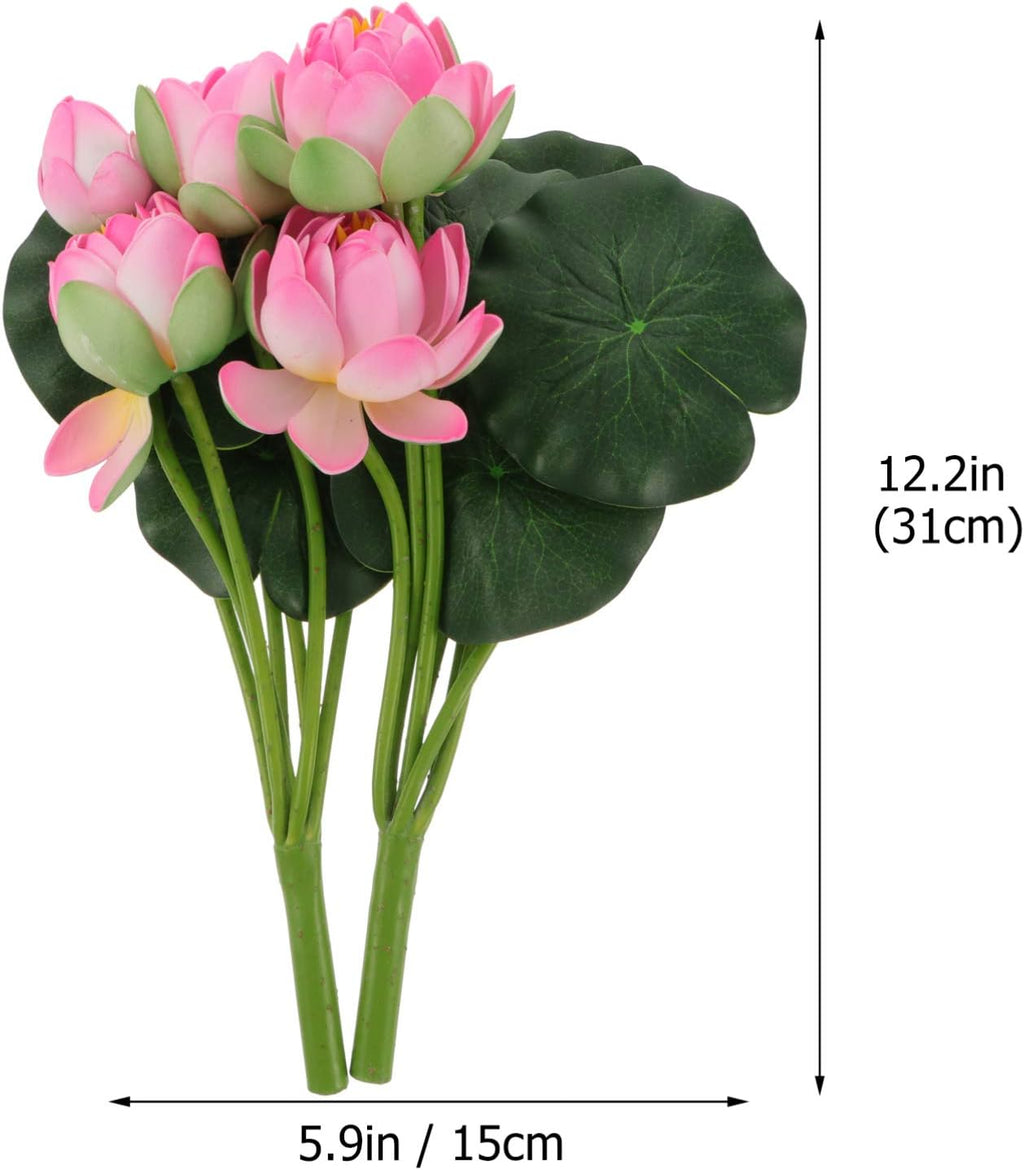 Artificial Lotus Flower, 2pcs Simulation Lotus Decoration Fake Flowers Centrepieces with Stems Floral Art for Home Office Table Centerpiece Decor