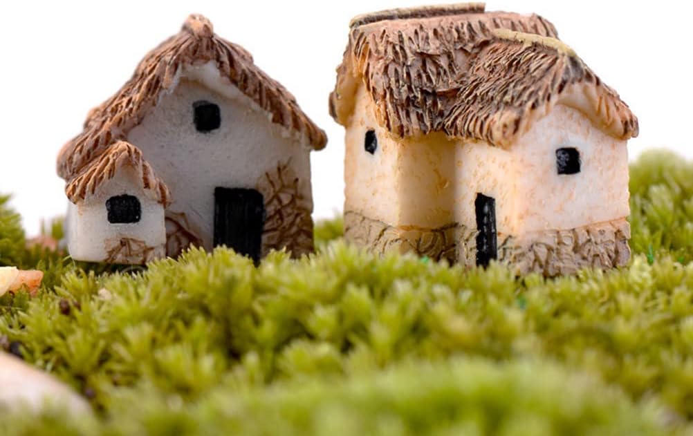 Miniature Fairy Garden Stone House - 12 Pieces Resin Moss Mini Cottage for Home Decoration & Outdoor Decor
