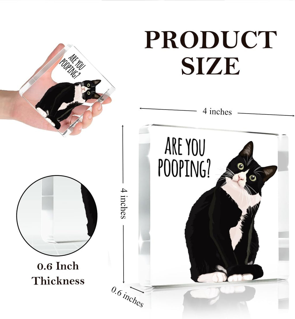 Are You Pooping Funny Sign，Black Cat Decor, Cat Bathroom Acrylic Decor，Home Decor Bathroom Creative Gift For Women Men，Funny Decorate Retro for Home Toilet