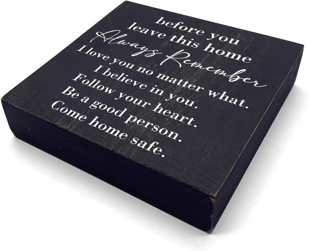 HTBIG Inspirational Home Farmhouse Desk Decor Wooden Box Sign Always Remember You are Braver Than You Think Rustic Black Wood Block Plaque Box Sign for Women Family Friends Shelf Table Decor