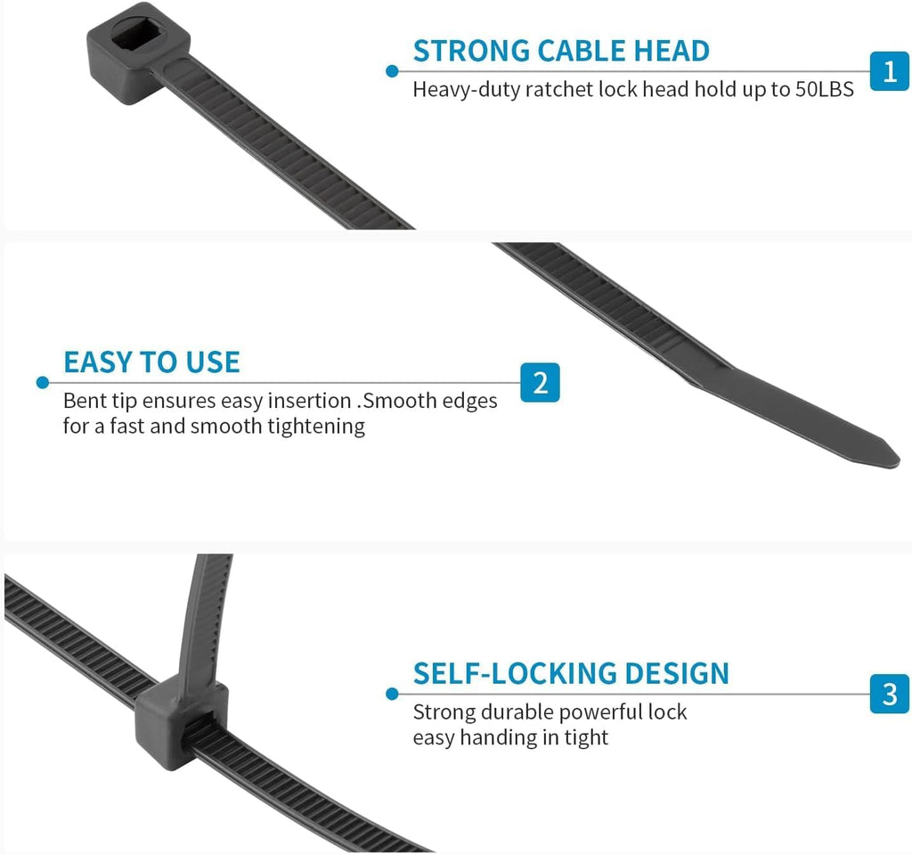 XINGO 5000 PCS White Zip Ties 8 Inch, 60 LBS Tensile Strength, Self-Locking Nylon Plastic Nylon PA66 Wire Ties for Indoor and Outdoor Use