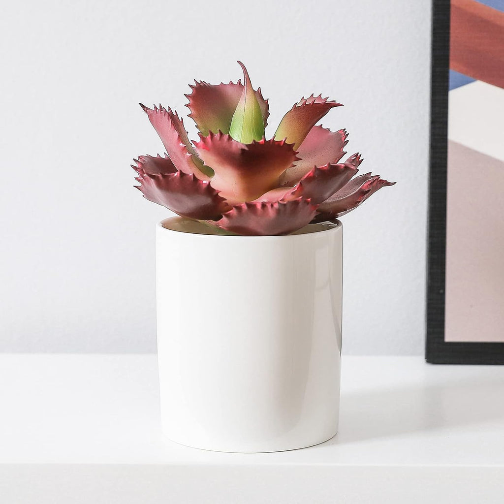 Duovlo Artificial Succulent Plant 7.08 Inch Faux Succulents Agave potatorum Flower Arrangement Craft Wall DIY Materials Pack of 2 (Dark Purple)