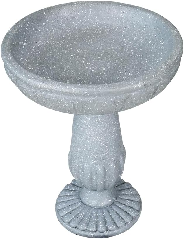 SKYFIRE 21.2”H Bird Baths for Outdoors- Fibre Reinforced Concrete Tall Bird Bath Stylish with Pedestal for Garden, Patio, Lawn, Backyard - 17”L X 17”W X 21.2”H Vintage Pedestal Outdoor Garden Birdbath