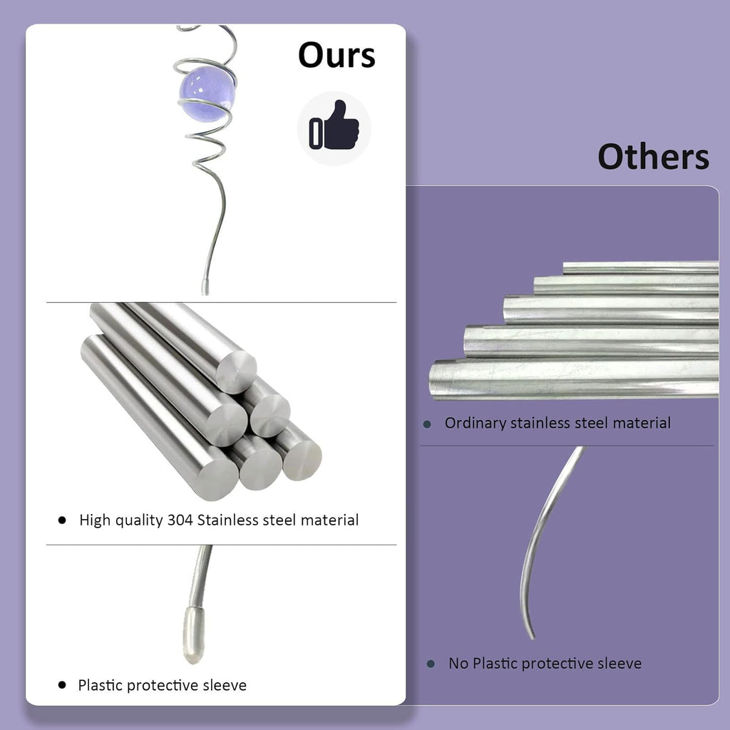 Gazing Ball Spiral Decorative Wind Spinner Sun Catcher 11inch Tail and 2 inch Glass Orb. Indoor Outdoor Garden Decoration Wind Sculptures-13 inch Height (Purple)