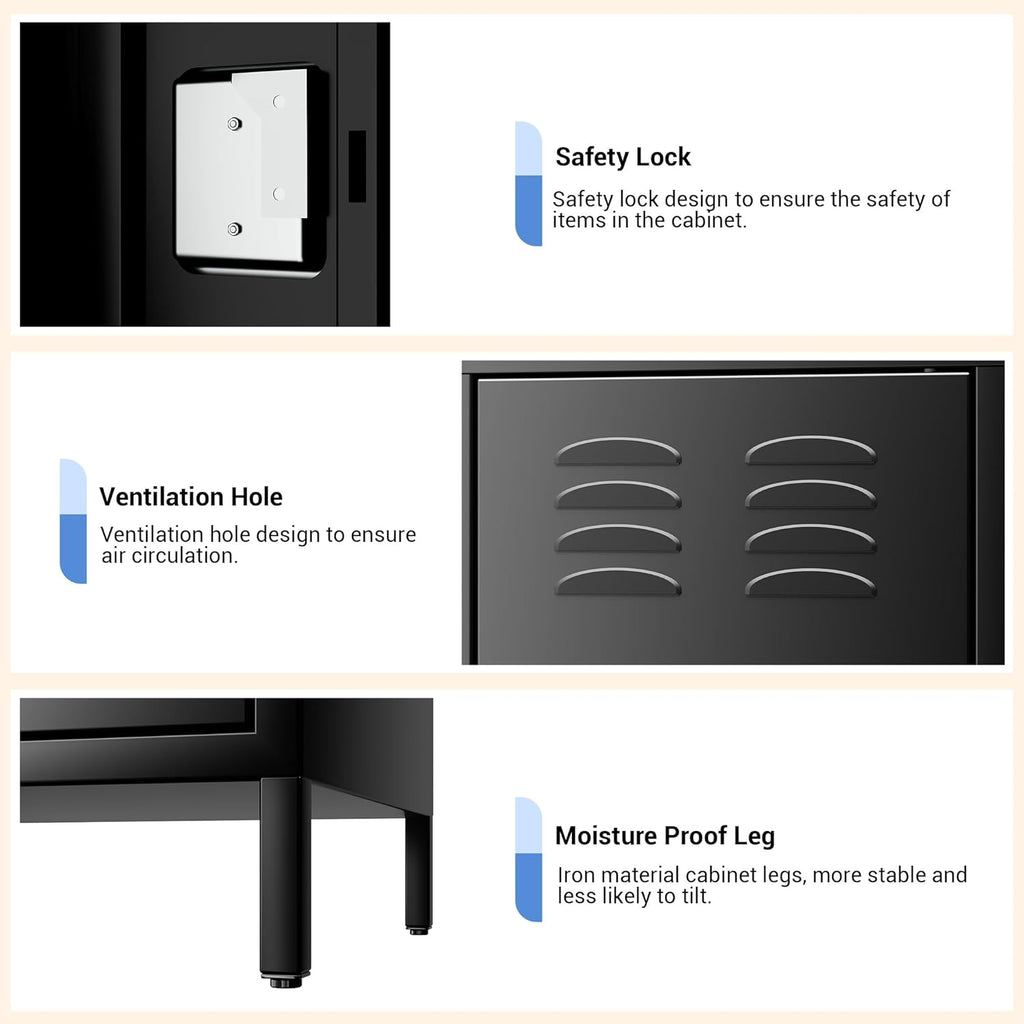 GAOMON Metal Lockers, 6-Door Metal Storage Cabinets Locker, Secure Storage Solution, Perfect for Offices, Gyms, Schools & Homes, Organizes Personal and Work Belongings Easily