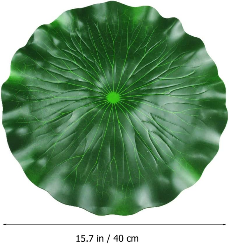 DOITOOL 3 Pcs Artificial Floating Foam Lotus Leaves 15.7 Inch Artificial Water Lily Pads Ornaments for Patio Fish Pond Pool Aquarium Decor, Green