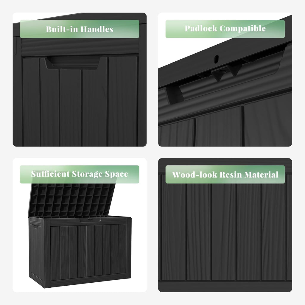 DRATO 45 Gallon Deck Box, Outdoor Storage Box for Patio Furniture, Patio Cushions, Gardening Tools, Pool Supplies 480lbs Weight Capacity,Waterproof Resin Storage Boxes
