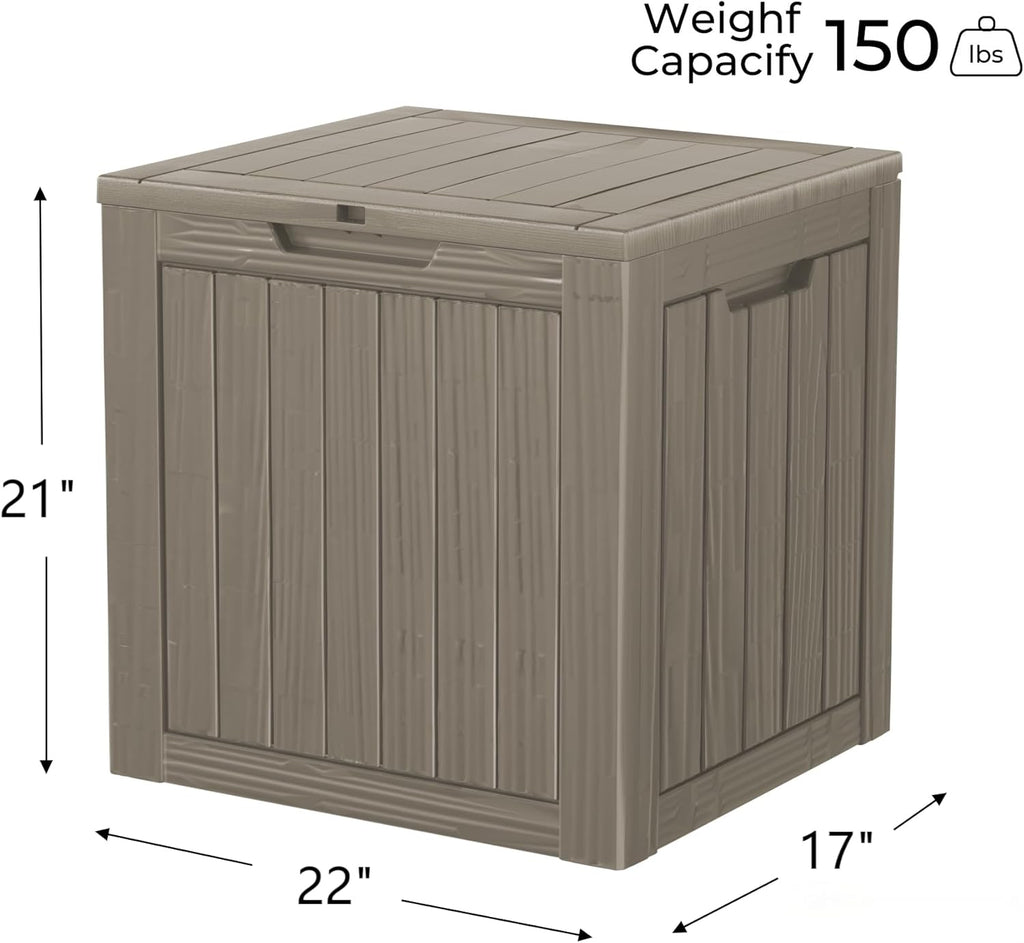 35 Gallon Resin Deck Box, Waterproof Outdoor Storage Bin for Patio, Poolside, and Garden, Lockable & UV-Resistant,Grey