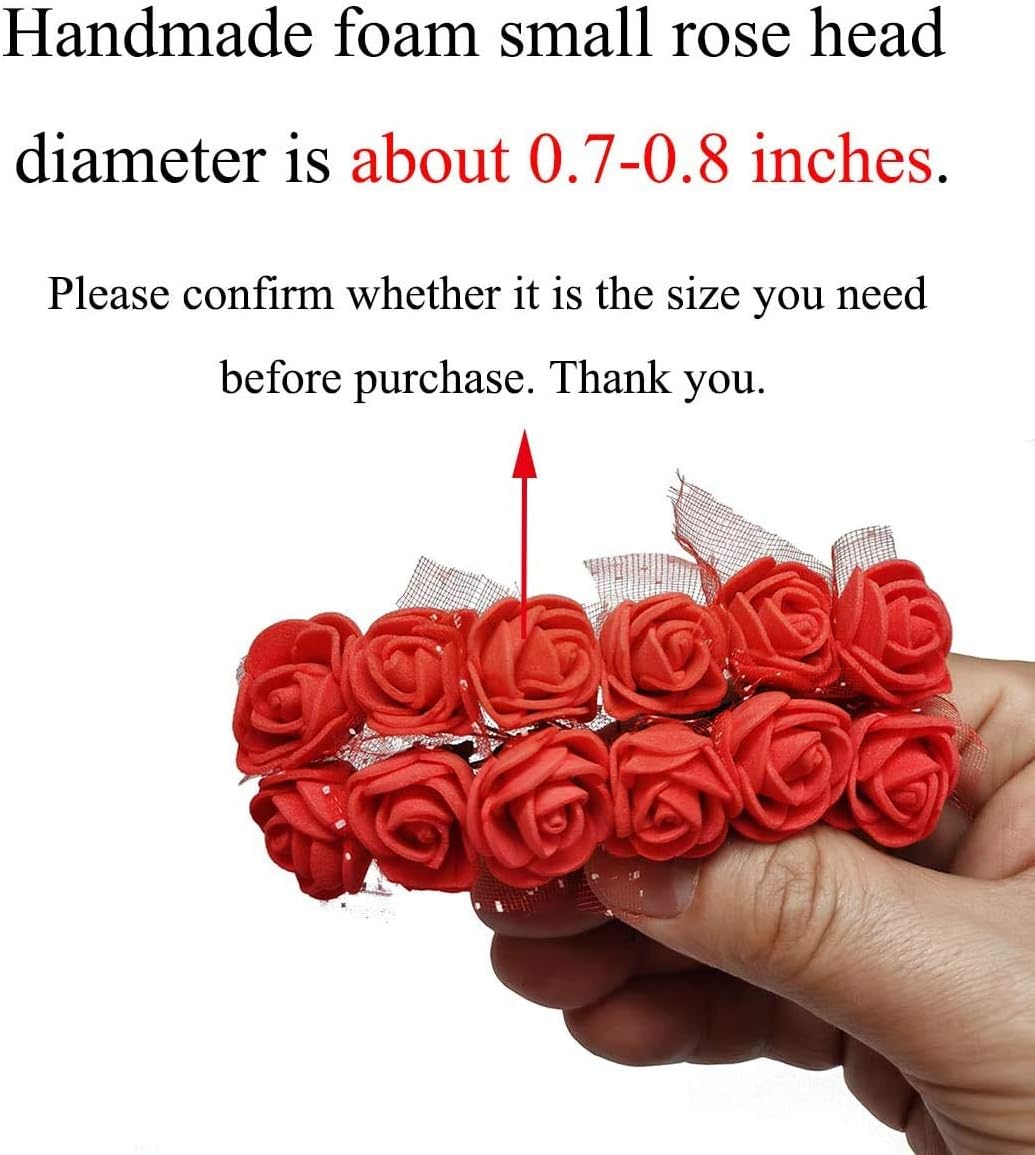 Foam Rose Fake Flowers for Crafts 144 pcs 2 cm Mini Wreaths Artificial Flower Bouquet Multicolor Rose Flower Wedding Scrapbooking Decoration Rose Fake Flower(Red)