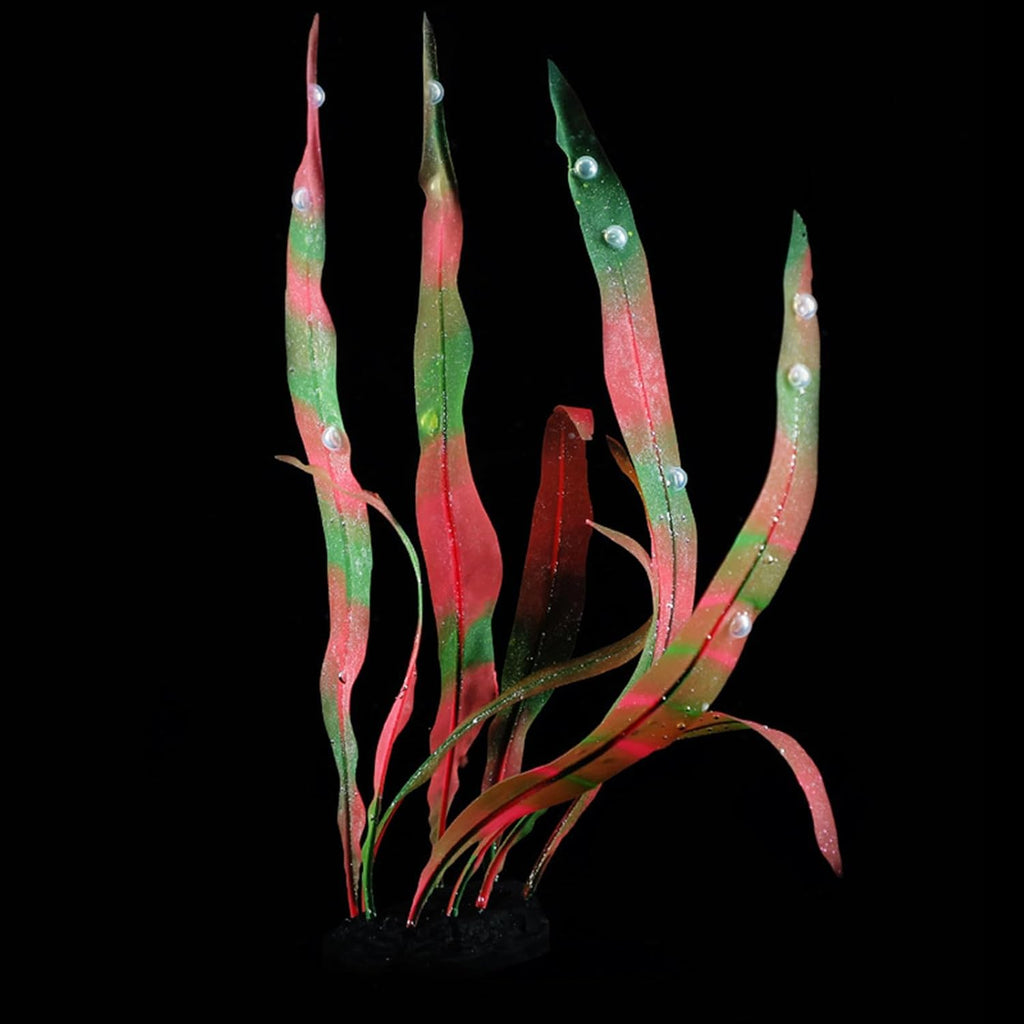 2Pcs Soft Silicone Aquarium Plants Glowing Kelp Fish Tank Plants Decor Artificial Aquarium Plant Decoration Simulation Artificial Water Grass for Fish Tank,Red,7inch