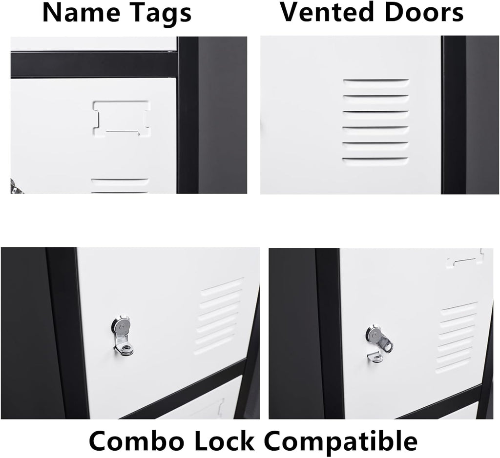 71" Heavy-Duty Steel Locker Cabinet (6-Door 6-Tier) - Secure Storage for School Lockers, Office Employee, Gym & Home Organization - Industrial Metal Lockers