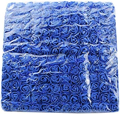 144pcs Mini Fake Rose Flower Heads Realistic Navy Blue Roses Heads w/Stem for DIY Wedding Bouquets Centerpieces Bridal Shower Party Home Decorations (Navy Blue)