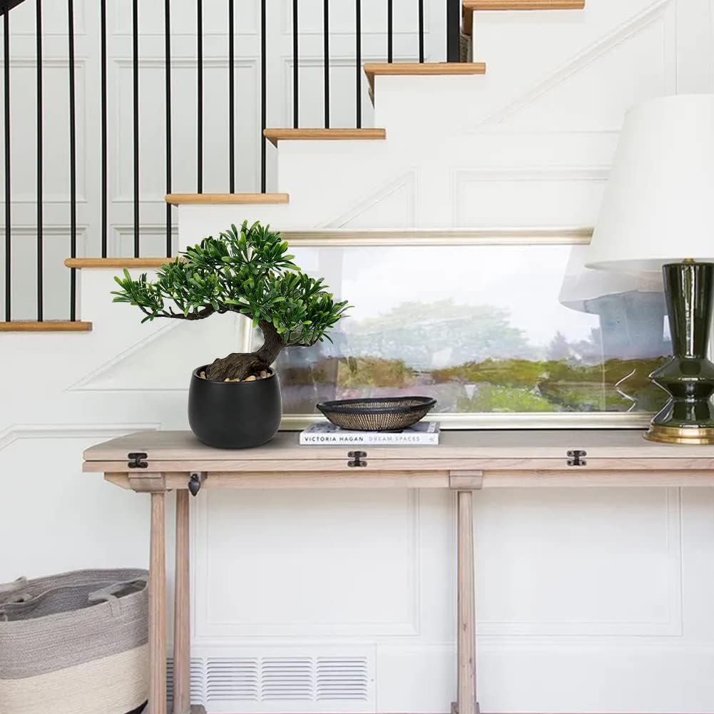 Artificial Bonsai Tree Juniper Faux Plants Indoor Fake Plants Decor with Ceramic Pots for Home Table Office Desk Bathroom Shelf Bedroom Living Room Farmhouse Decorations