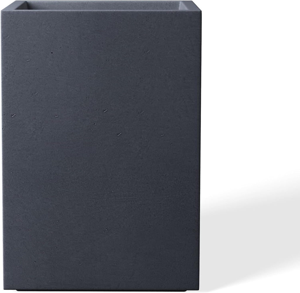 Kante 15.7" H Tall Rectangular Concrete Planters, Outdoor Indoor Lightweight Plant Pots with Drainage Hole and Rubber Plug, Modern Style for Home Garden Patio, Charcoal