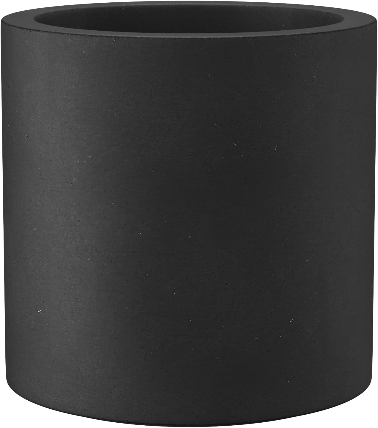 Kante 15.7" Dia Round Concrete Planter, Modern Style Large Cylindrical Plant Pot with Drainage Hole and Rubber Plug for Indoor Outdoor Patio, Burnished Black