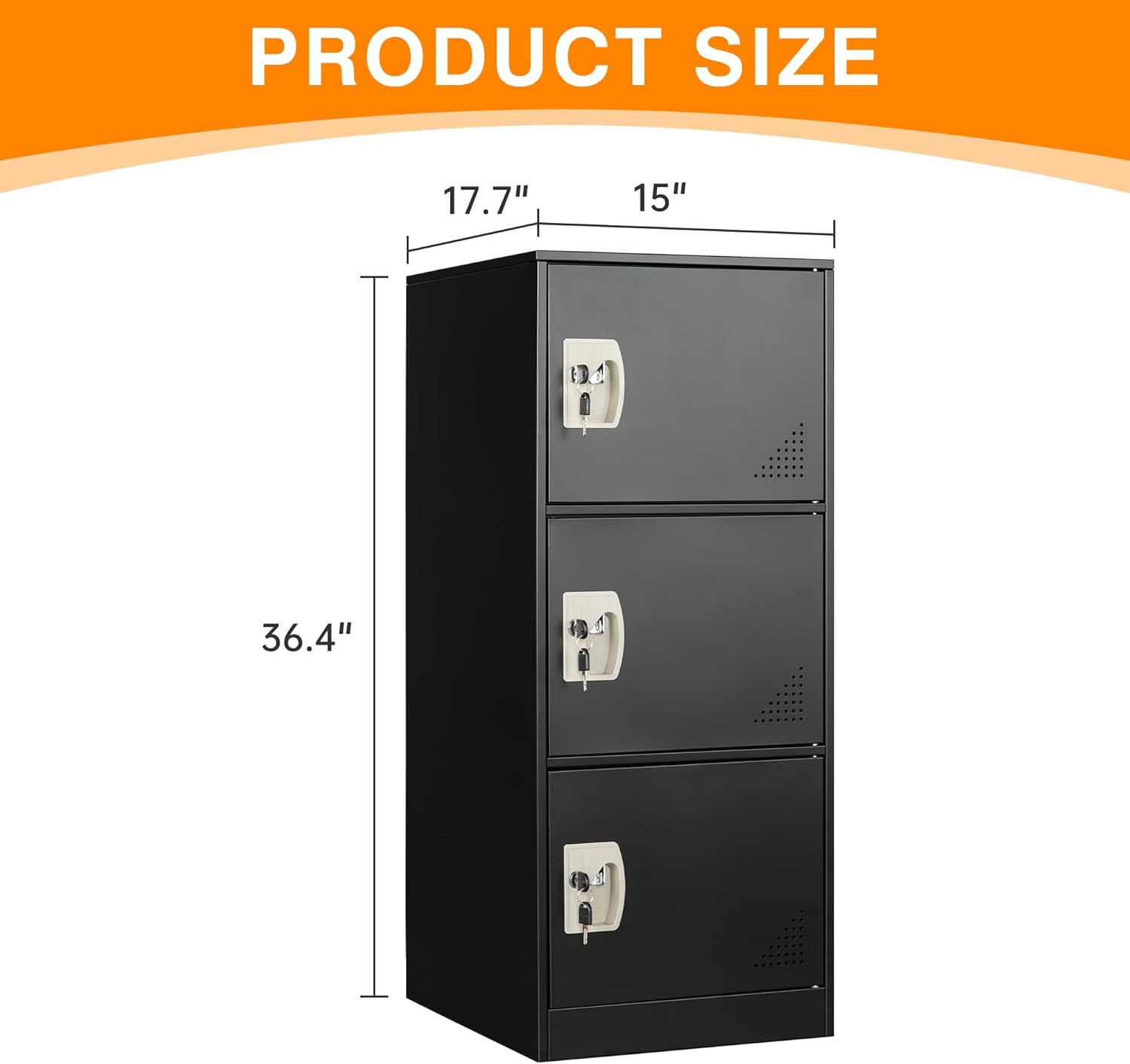 Metal Locker Storage Locker, 36" Lockable Lockers for Employees, Home, Office, School, Assemble Required (Black)