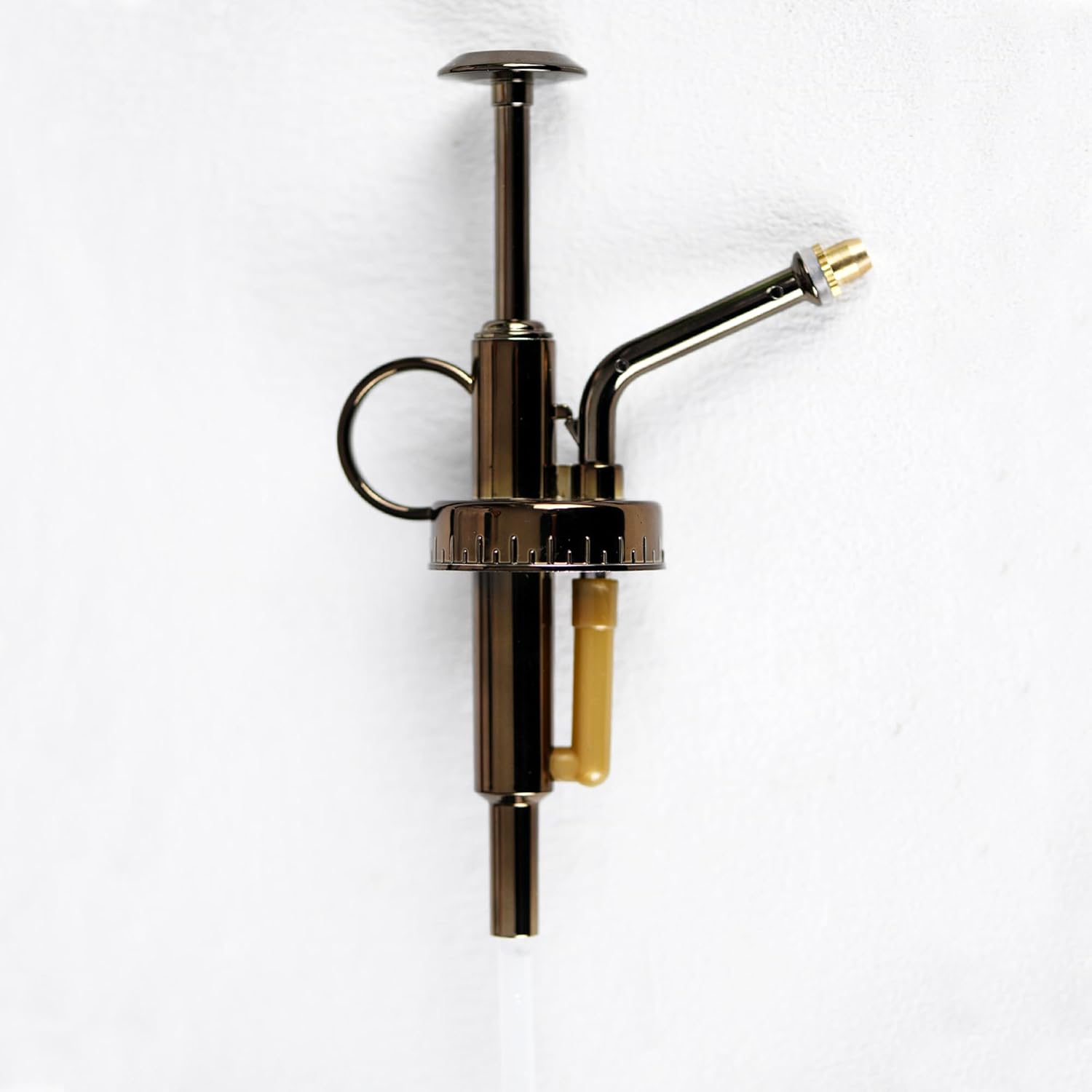 11.8 Ounce Glass Plant Spray Bottle, Glass Leaf Print One Handed Watering Can with Antique Brass Plastic One Handed Top Pump, 7.6 Inch Tall Indoor and Outdoor Plant Small Spray Bottle (Green)