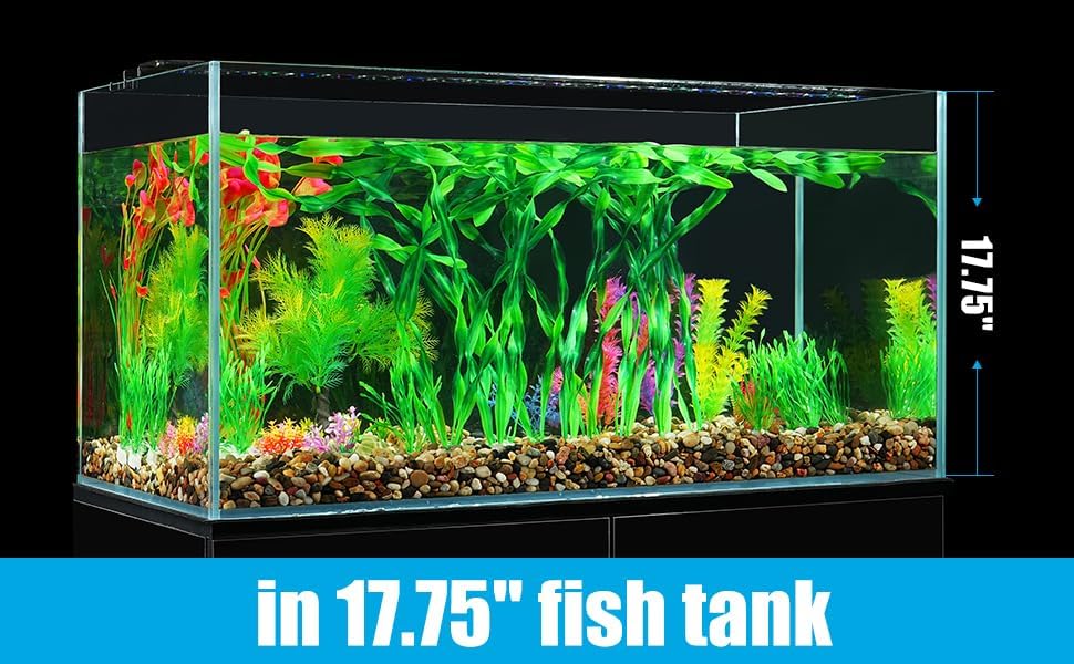 AQUANEAT Fish Tank Artificial Plants, Aquarium Plastic Seaweed Decorations, 23.5Inch Tall Fake Green Accessories, 10 Packs