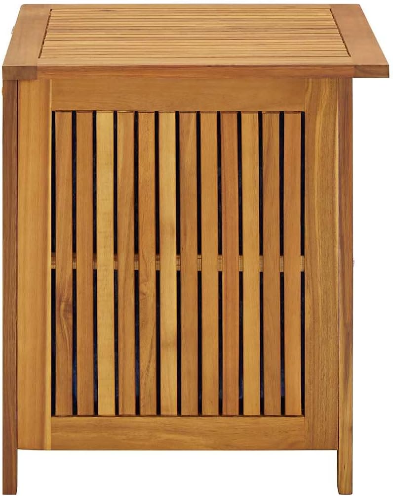 vidaXL Wooden Deck Box - Outdoor Teak Storage Chest, Ideal for Patio Furniture Cushions, Pool Accessories, Garden Tools - Water-Resistant Bag Inside - 23.6''x19.7''x22.8'', Solid Acacia Wood