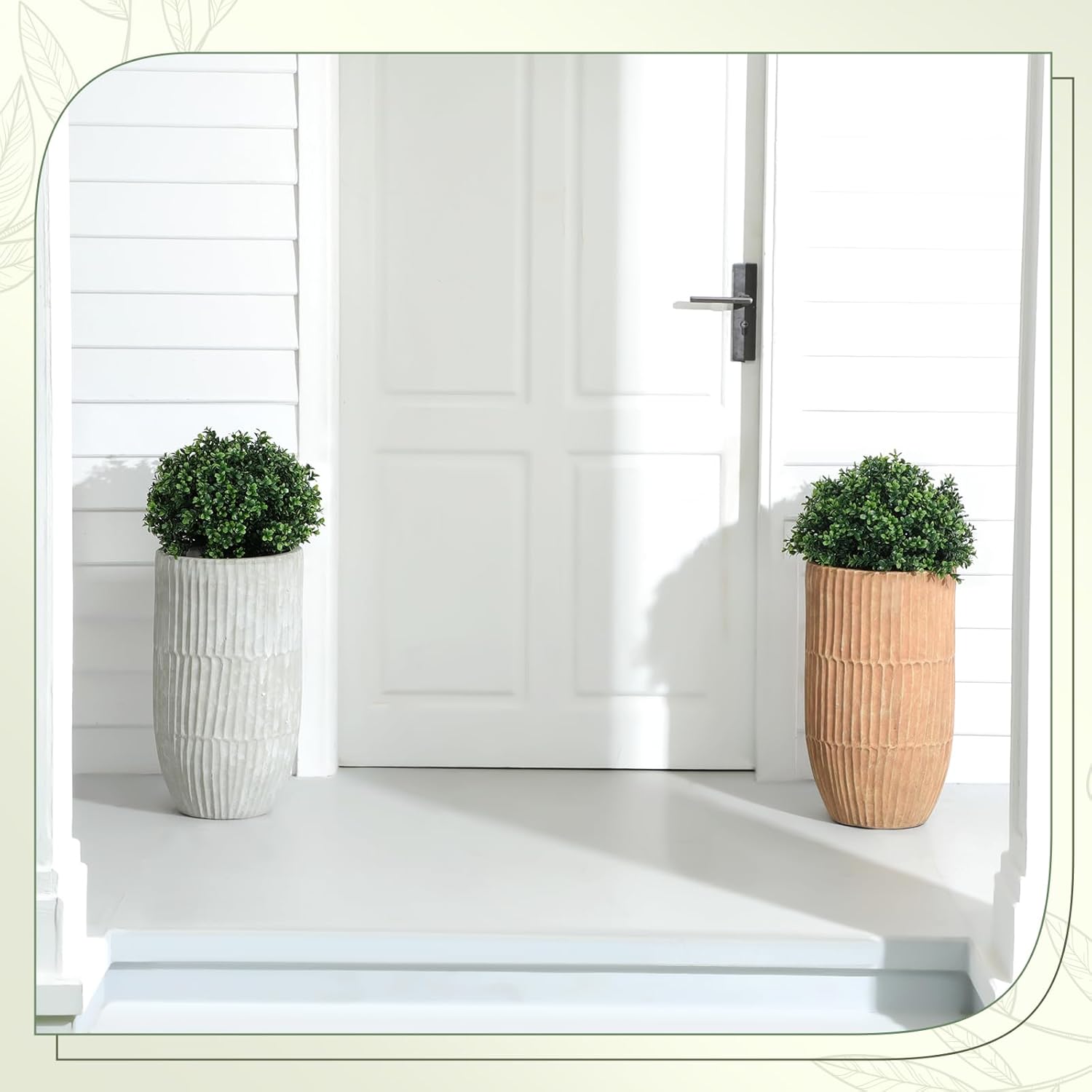 Yunlly 4 Pack 18" Artificial Boxwood Ball Bush Topiary Trees Fake Outdoor Plants, Realistic UV Resistance Faux Shrubs with Spike Greenery Topiary Potted for Front Porch Garden Yard Patio Indoor Decor