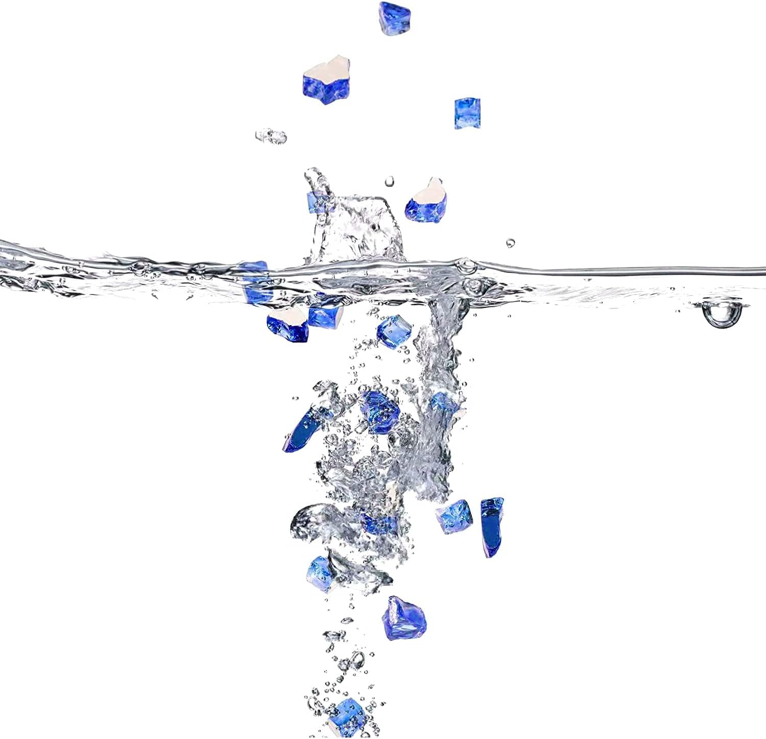 Mr. Fireglass 10 Pounds Fire Glass - 1/2 Inch High Luster Reflective Tempered Glass Rocks for Fireplace Fire Pit Table and Landscaping, Cobalt Blue