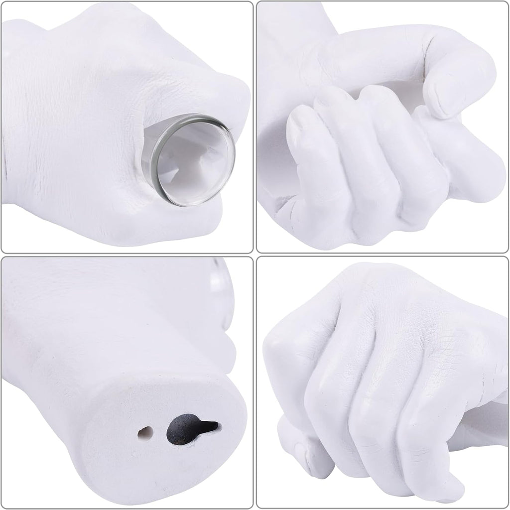 Creative Wall Hanging Sculpture, Funky White Hand Vases Home Decor, Artistic Hanging Hand Sculptures with Test Tube Vases, Unique Wall Art Statue