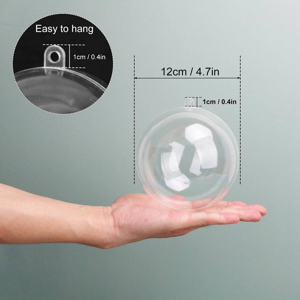 19 Pcs 4.72 Inch Clear Acrylic Fillable Balls, Christmas DIY Fillable Ornaments Balls, Acrylic Ornaments Ball for Christmas, Holidays, Weddings, Parties, and Home Decor