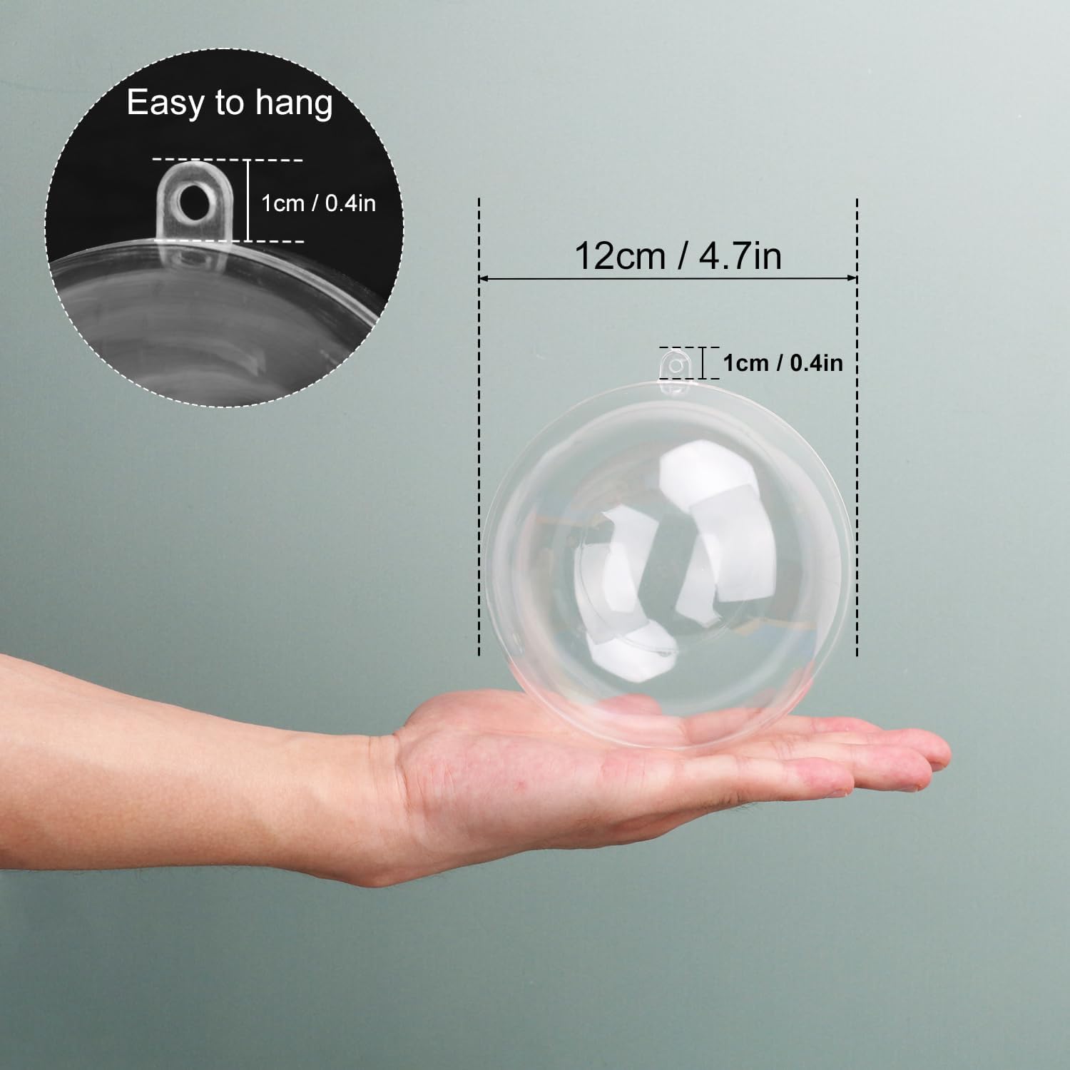 20 Pcs 4.72 Inch Clear Acrylic Fillable Balls, Christmas DIY Fillable Ornaments Balls, Acrylic Ornaments Ball for Christmas, Holidays, Weddings, Parties, and Home Decor