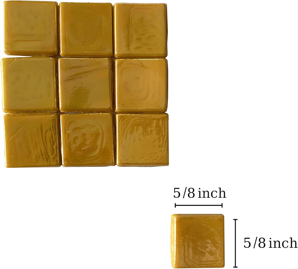 SMEIINIK 500g/1.1lb Bulk Iridescent Color Mosaic Tiles for Crafts, Square Glass Pieces for Mosaic Works, DIY Making Supplies and Materials (WJ92-12)