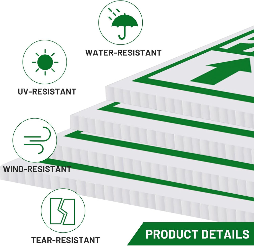 Juexica 9 Pieces 16 x 12 Inches Outdoor Event Parking Signs with Arrow Corrugated Plastic Yard Double Sided Event Signs Outdoor Directional Guest Parking(Green)