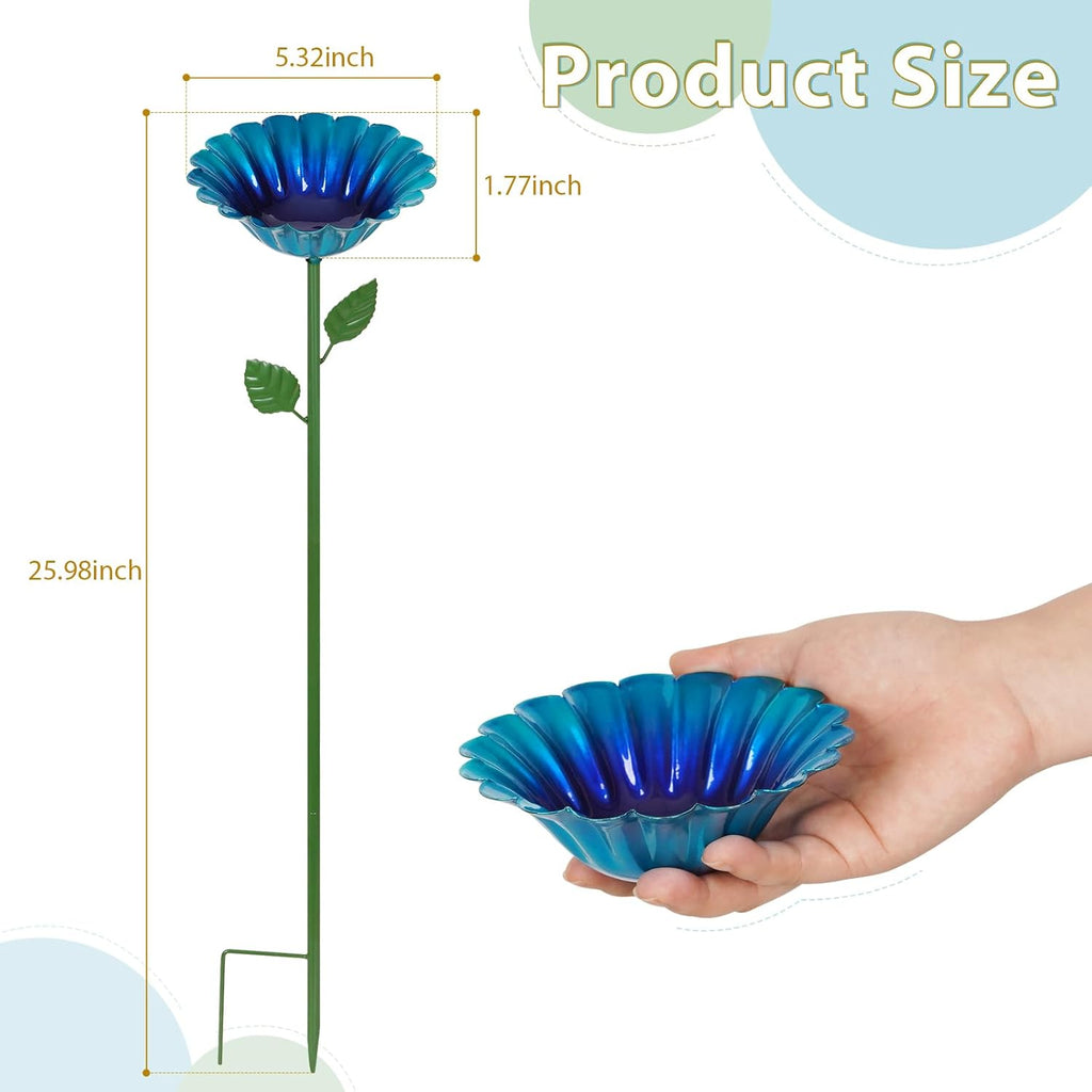 Large Bee Watering Station 4 Pack - Bee Bath for Garden Metal Butterfly Feeders Bowl with 5.32'' Flower Design Bird Bath for Outside Outdoors Garden Decor