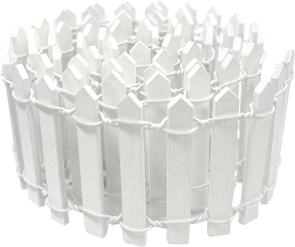 35 Inches Mini Fairy Garden Fence DIY Small Wood Decorative Picket Fence Micro Landscape Miniature Ornaments for Dollhouse, Crafts, Diorama Project, Plant Pot, White