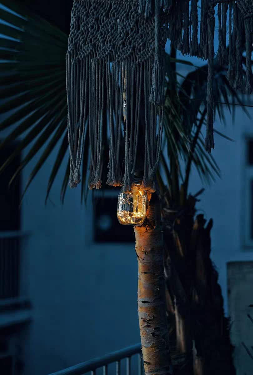 Decorman Solar Mason Jar Lights, 12 Pack 30 LED Fairy Star Firefly String Lids Lights with 12 Hangers for Patio Yard Garden Party Wedding Christmas Decoration(Jars Not Included)