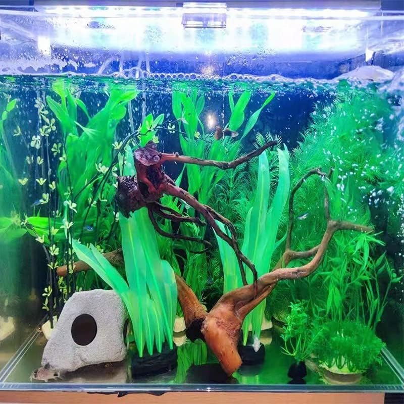 1Pcs Aquarium Decoration Green Plants Simulation Artificial Water Grass Plastic Fish Tank Decor Plant Silicone Glowing Kelp Ornament Aquarium Accessories,Green,7.08in