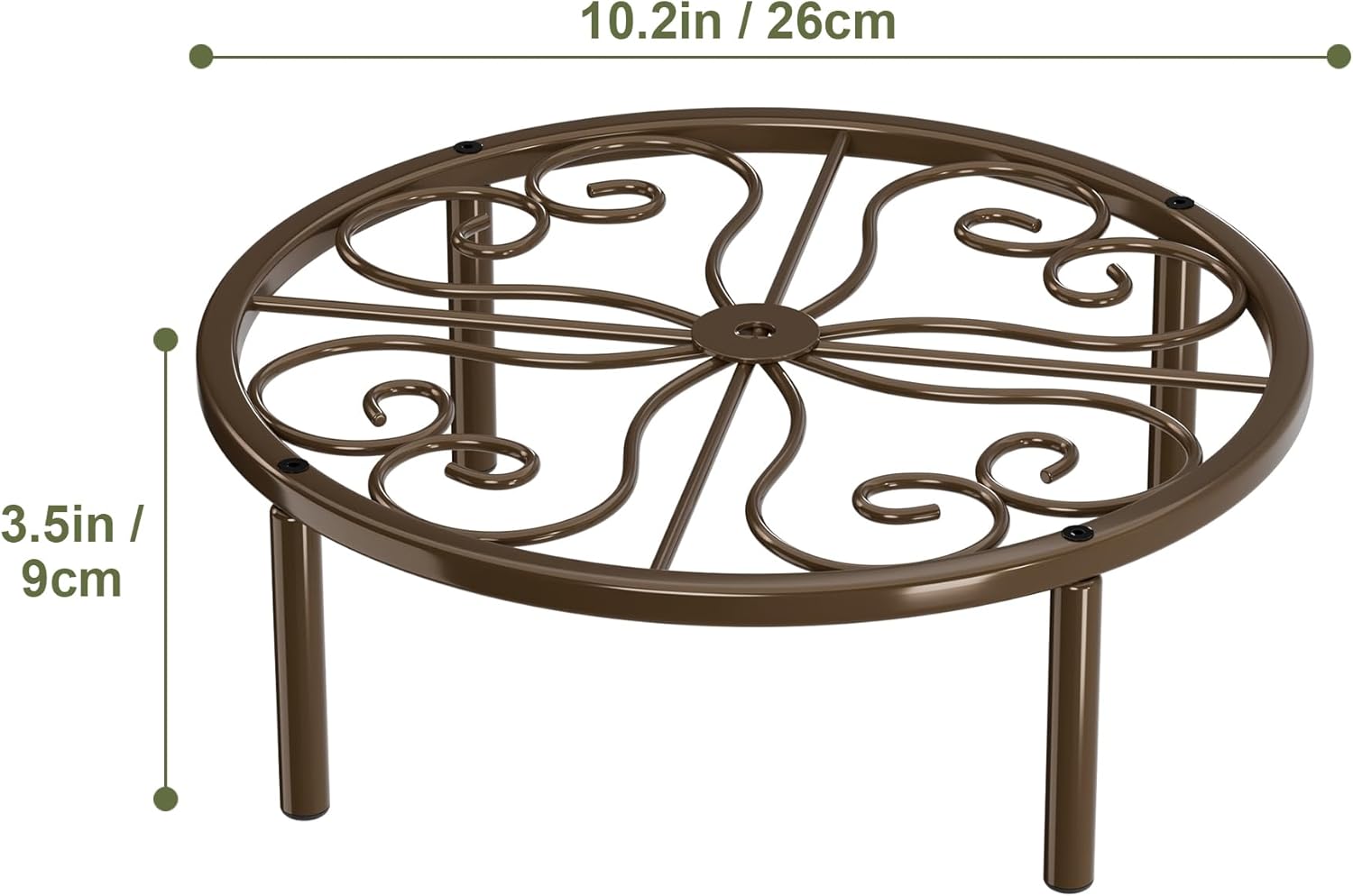 Brown Plant Stand Plant Holder - 10.24'' Short Flower Stand for Garden Courtyard, Heavy Duty Plant Rack for Multiple Plant Indoor or Outdoor.