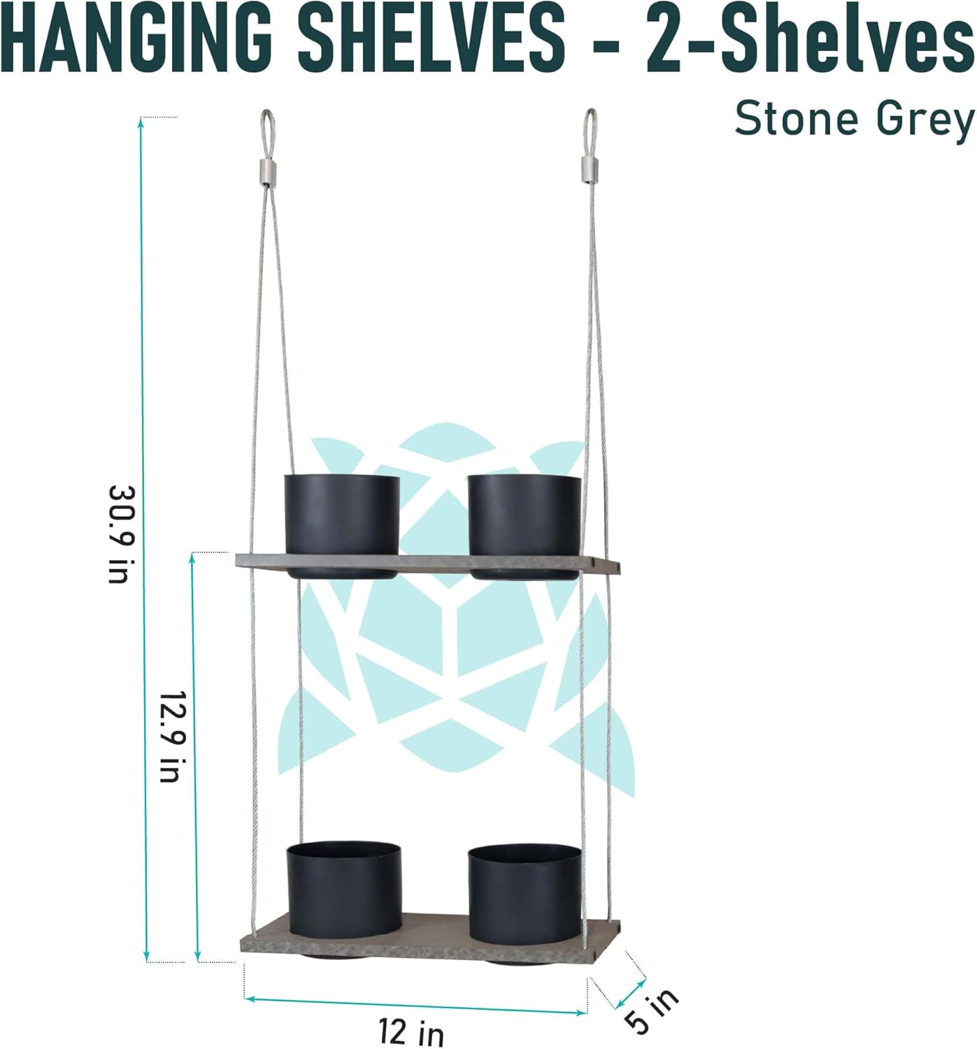 Urban Garden Decor with Pots Included, Hanging Planters for Indoor Outdoor Plants, Hanging Flowerpots, Wall Hanging Plant Holder Window Plant Shelves (Stone Gray, Shelf 4 Pots)