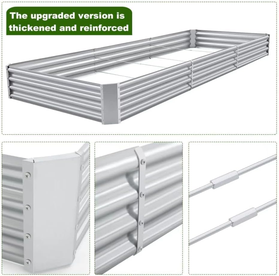 Land Guard 12×4×1ft Galvanized Raised Garden Bed Kit for Vegetables, Galvanized Super Large Metal Planter Raised Garden Boxes Outdoor(359 Gallon Capacity)…