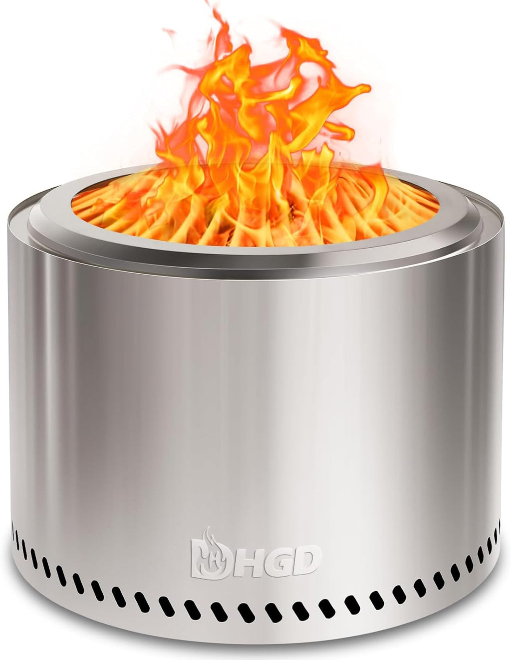 HGD 19.8" Smokeless Fire Pit Outdoor, Stainless Steel Wood Burning Firepit with Secondary Combustion, Backyard Patio Stove for Garden, BBQ & Bonfire