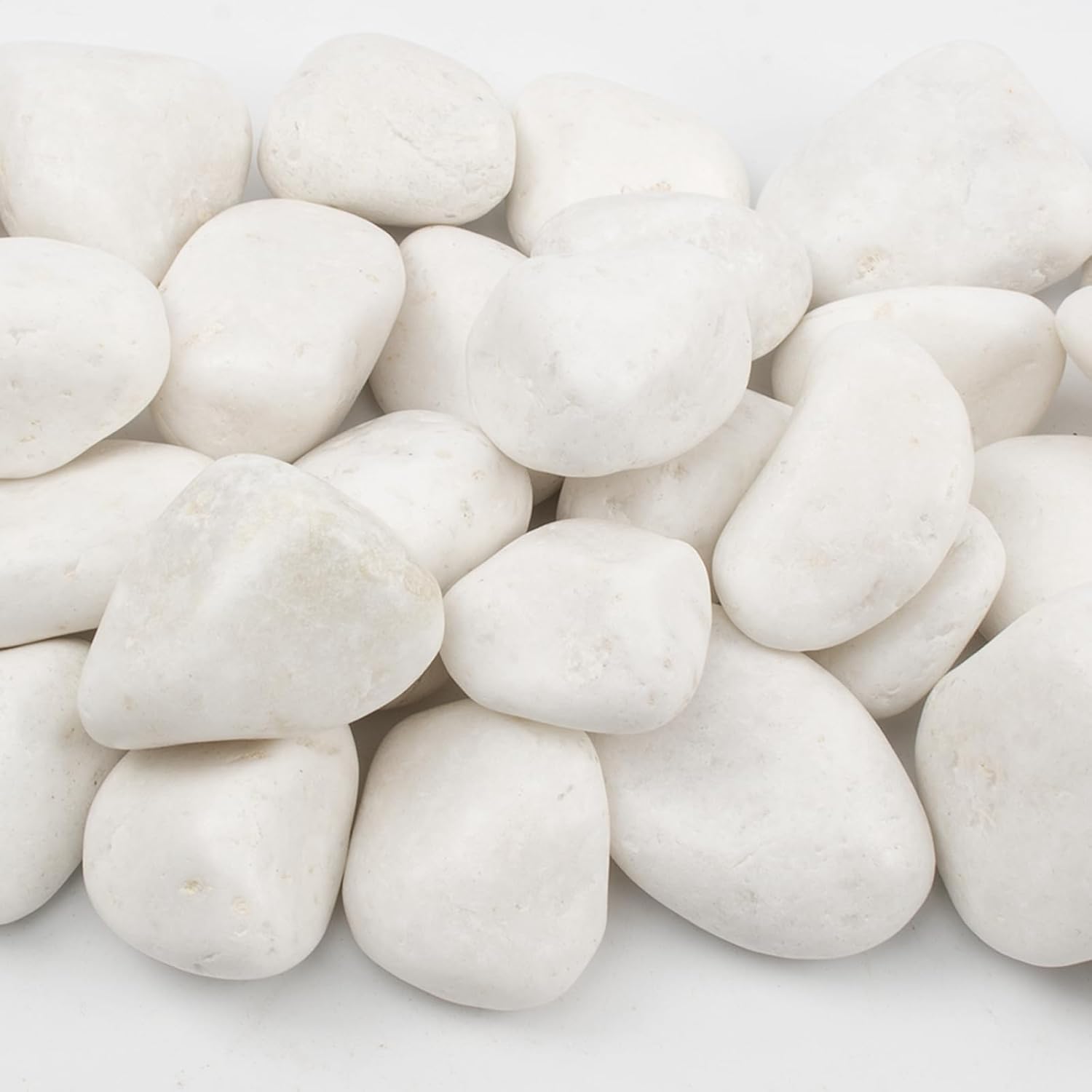 40 lbs White Polished Decorative Stones, 2-3 Inch Polished Rocks, Perfect for Outdoor Gardens, Pathways, Potted Plants, Vase Fillers, and Home Decor (Pure White, Weight: 40 LB)