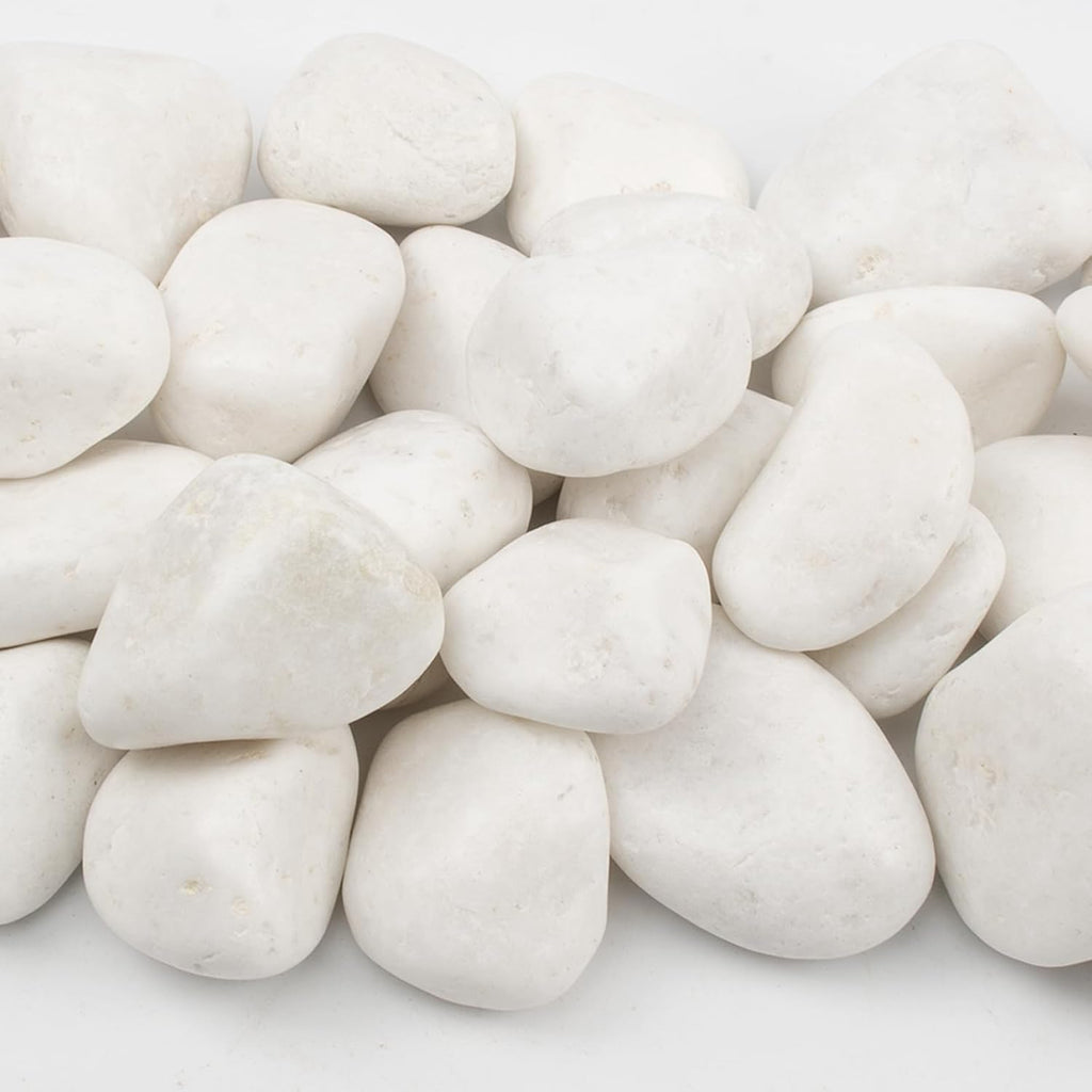 20 lbs White Polished Decorative Stones, 2-3 Inch Polished Rocks, Ideal for Garden Landscaping, Potted Plants, Pathways, Vase Fillers, and Aquarium Decoration(Pure White, Weight: 20 LB)