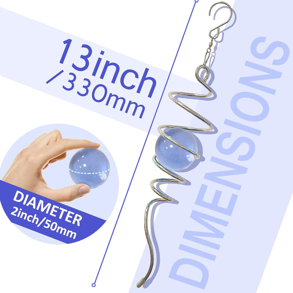 Wind Spinner Tail with Purple Glass Orb,Wind Spinners Stabilizer Gazing Ball Spiral Tail,Hanging Rotating Wind Spinner Spiral,Indoor Outdoor Visual Illusion Garden Decoration-13in