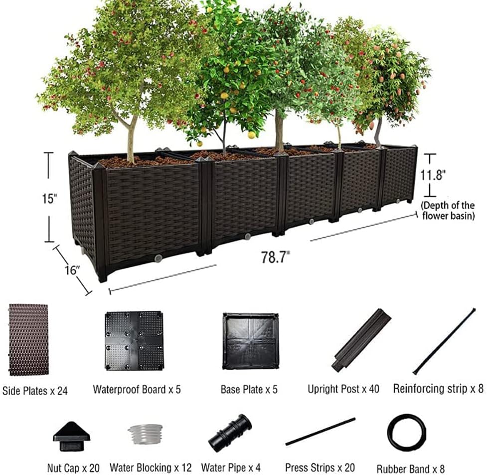 Large Planters for Outdoor Plants Raised Garden Bed Elevated Rectangular Garden Box Kits for Gardening, Vegetables, Flowers and Herbs in Backyard Patio Balcony